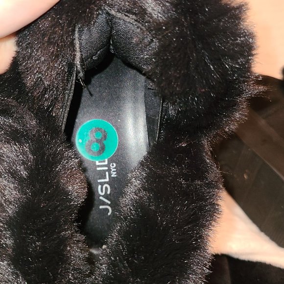 J/Slides Furry Black Wedge Booties - Picture 11 of 11